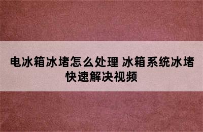 电冰箱冰堵怎么处理 冰箱系统冰堵快速解决视频